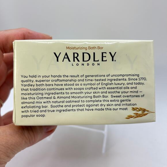 Yardley London Bath Bar Soap, 4.25oz Oatmeal & Almond 3 Pack Soothing Exfoliates - Picture 4 of 7
